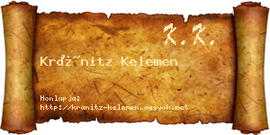 Kránitz Kelemen névjegykártya